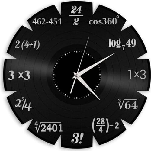 Math Wall Clock Modern Design Kids Clocks for Bedroom Vinyl CD Record Wall Watch Home Decor Silent 12 inch