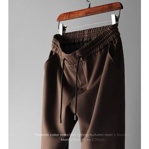 Autumn and winter mens casual pants business loose sports pants thickened elastic trousers 2020 mens trend new