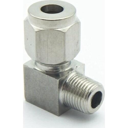 304 Stainless Steel 1/8" 1/4" 3/8" 1/2" NPT Male Thread To 6-16mm Double Ferrule Tube Pipe Fitting Elbow End Union Connector