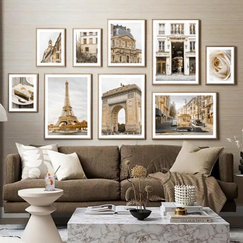 Wall Art Canvas Painting French Urban Landscape Paris Tower Louvre Nordic Posters And Prints Wall Pictures For Living Room Decor