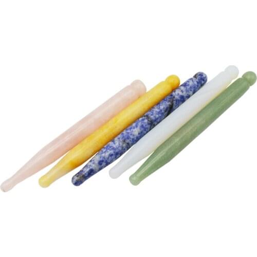 Natural Yellow Jade Rose Quartz Acupressure Acupoint Massage Pen For Temple Massage