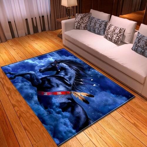 The latest modern home decoration living room area carpet boys room decoration 3D Mustang floor mat bedside carpet flannel livin