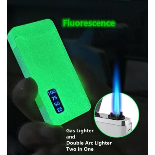 New Dual ARC Electric Lighter Fluorescence Luminous Gas Lighter USB Charging Electronic Lighter Gift for Men Gadgets for Men