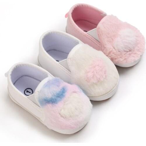 Newborn Shoes Princess Toddler Flat Lovely Fur Autumn First Walkers Baby Girls Boys Soft Sole Shoes Crib Shoes