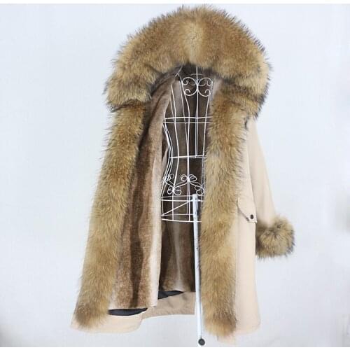 OFTBUY 2021 Winter Jacket Women X-long Parka Waterproof Natural Raccoon Fur Hood Real Fur Coat Outerwear Detachable Streetwear