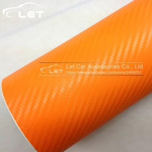 Orange 3D Carbon Fiber Vinyl Car Wrapping Foil Carbon Fiber Car Decoration Sticker black white red car styling