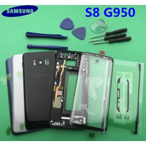 Original NEW Full Housing Case Back Cover+Front Screen Glass Lens+Middle Frame Samsung Galaxy S8 Edge G950 G950F Complete Parts