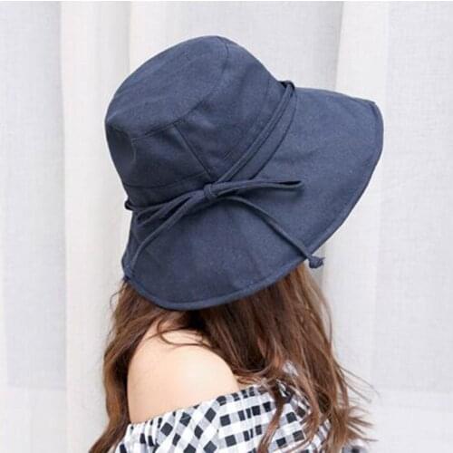 2019 new cotton Beach Bow Hats For Women Hat Female Lady Bucket Hat hat summer woman Anti-UV Panama Summer Sun Cap Viseira