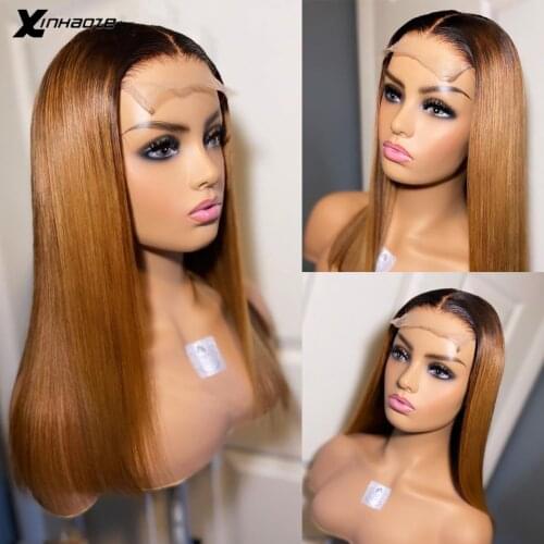 Colored Blonde Straight 13x4 Lace Front Human Hair Wigs Pre Plucked 180% Brazilian Lace Frontal Wigs Remy Straight For Women