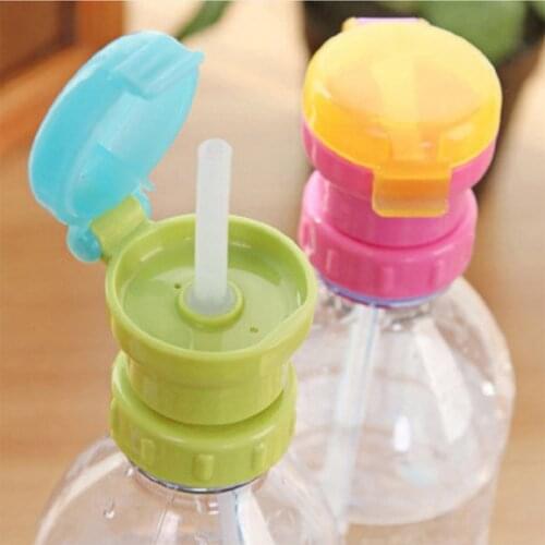 Portable No Spill Water Bottle Cups Adapter Cap With Drinking Straw ,For Baby Kid Easy Hygiene Drink Feeder Protector Reusable