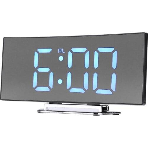 Bedside Mirror Digital Alarm Clock 12/24Hour LED Time Display Clock Watch With Snooze Function USB Charging Home Alarm Clock