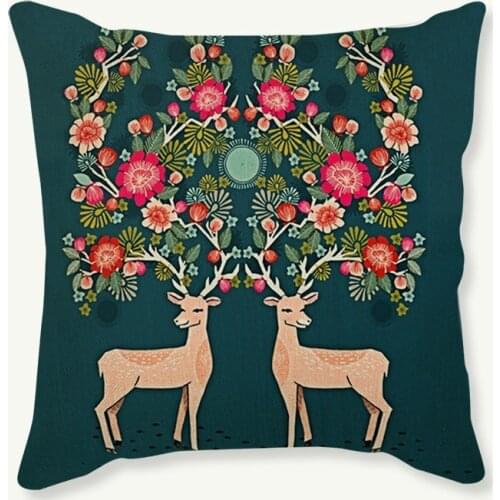 Merry Christmas Animal Small Pattern Decorative Throw Pillows Covers Reindeer Stockings Snowflake Sofa Cushion Pillow Home Decor