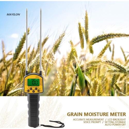 Handheld LCD Digital Grain Moisture Meter Hygrometer with Measuring Probe for Corn Wheat Rice Bean Peanut Sorghum