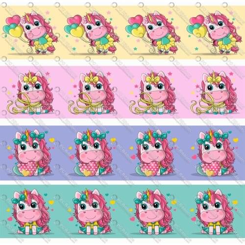 1-1/2" Cute Unicorn Girl Design Customized Lanyard/Satin/Grosgrain Ribbon for Crafts DIY Handmade Materials Hair Bow CA161