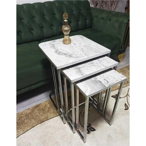 Modern Chrome Plated 3'lü Zigon coffee table coffee tables table basse furniture living room table