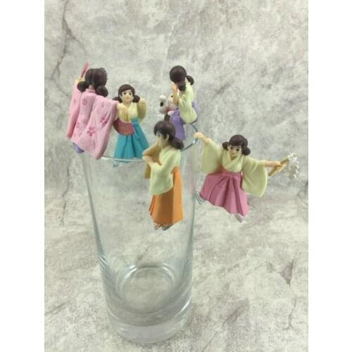 Pvc figure cup girl ornaments 6 pcs/set