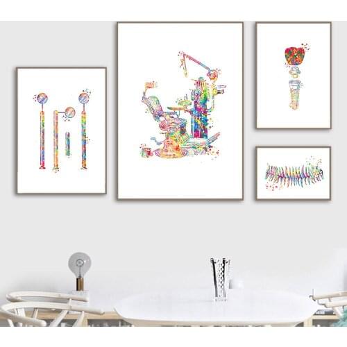 Dental Equipment Poster Teeth Anatomy Canvas Painting Dentist Gift Picture Medical Wall Art Print Clinic Wall Decor