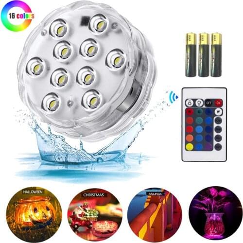 10 Leds RGB Swiming Pool Light Waterproof ip68 Underwarter Light For Fishing Tank Garden Outdoor Home Fountain Pond Decoration
