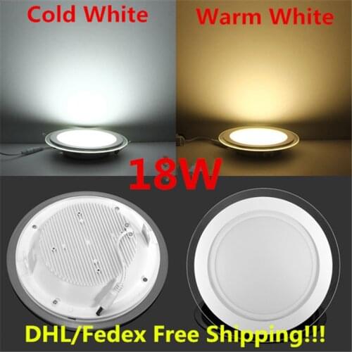 10pcs 6w 9w 12w 18w led panel downlight glass Round ceiling recessed panel light AC85-265V with adapter Warm/Natural/Cold White