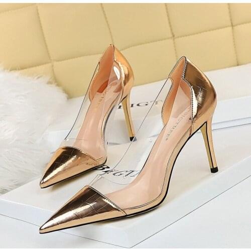 2021 Womens Clear Shoes High Heel Pumps Sexy Wedding Ladies Spring Summer Fashion Shoes Pointed Transparent Shoes Female Pumps