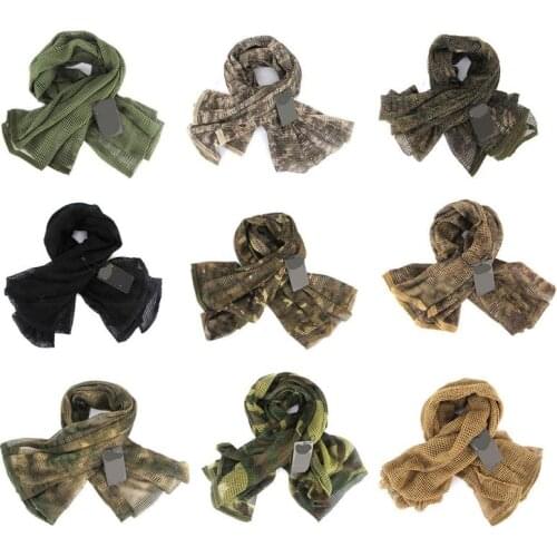 Military Tactical Scarf Camouflage Mesh Neck Scarf Sniper Face Scarf Veil Shemagh Head Wrap Outdoor Camping Hunting bandana