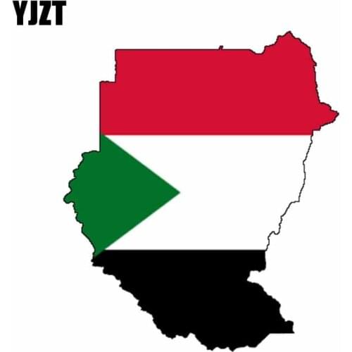YJZT 13.6CM*15.7CM Personality Sudan Map Car Sticker Motorcycle Flag PVC Car Accessories 6-0921