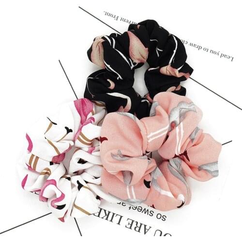 Flamingo Elastic Head Hair Band Accessories Elegant Women Ribbon Bow Headband Yarn Hair Rope Headwear