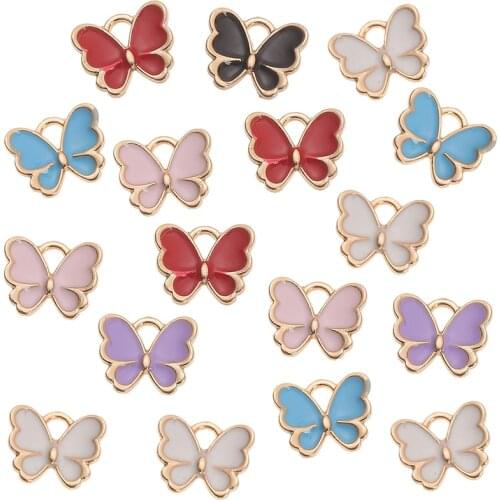 10pcs/lot Color Alloy Butterfly Charms DIY Necklace Bracelet For Handmade Jewelry Making Handmade Accessories Fashion Gifts