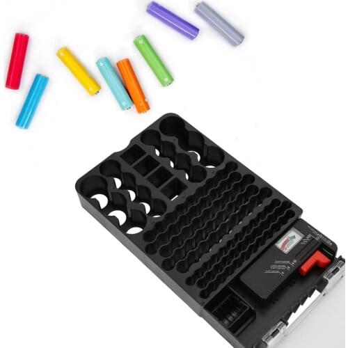 104 Grids Battery Storage Box Case Container Organizer with Pointer Type Battery Tester for MN1500 UM3 HP11 UM2 MN1300 UM1 HP6