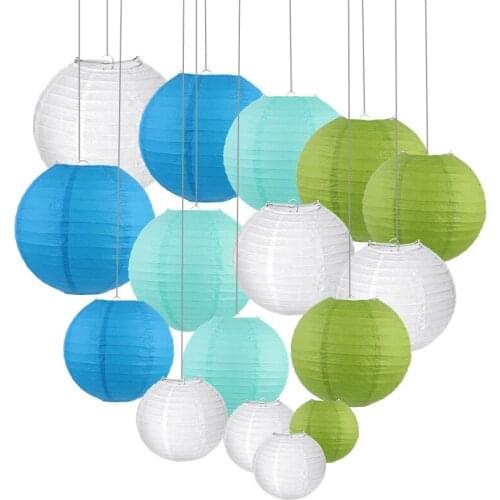 18 Pcs Royal Blue Paper Lantern 8"-14" Assorted Sizes Big Round Chinese Japanese boule chinoise lampionnen lampion for Wedding