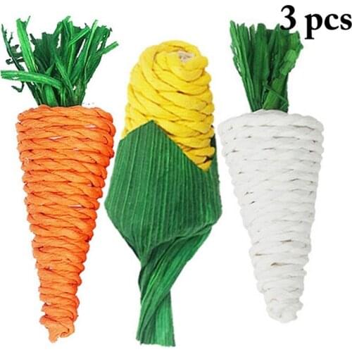 3PCS/Set Bird Chew Toy Interactive Straw Pet Parrot Toy For Small Animal Rabbit Rats Teeth Cleaning Toys Hamster Accessories