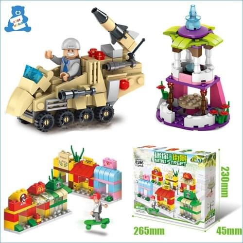 6 IN 1 Building Blocks Set City Mini Street Fire Fighting Engineering Team Military DIY Bricks Educational Toys for Kids Gifts