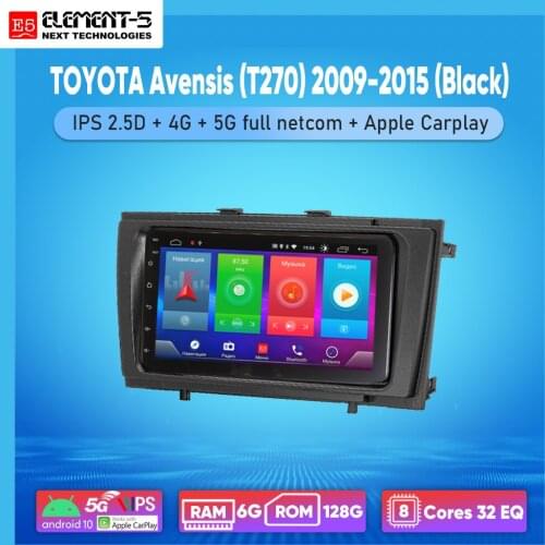 ELEMENT-5 7" 2G+32G Android 8,9,10 4G WIFI RDS DSP Car Radio For TOYOTA Avensis (T270) 2009-2015 (Black), Navigation GPS HIFI