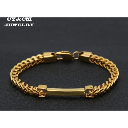 CY&CM 6mm Stainless Steel Bracelet Gold Color Hip Hop Franco Chain Link Fashion Bracelet Bangle Men Women Rock Jewelry 23cm