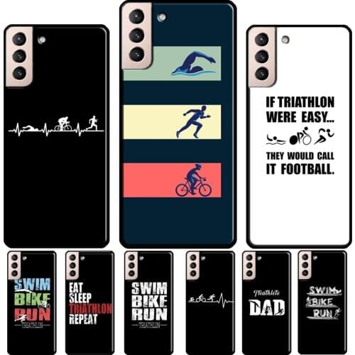 Triathlon Swim Bike Run Case For Samsung Galaxy S10 S9 S8 Note 10 Plus S10e Note 20 S21 Ultra S20 FE Cover Shell