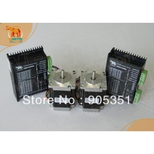 Cheap CNC! Wantai 2 Axis Nema 23 Stepper Motors 57BYGH420 185oz-in+Driver DQ542MA 4.2A 50V 125Micro CNC Plasma Engraving Cut