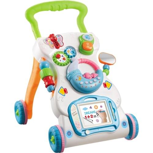 Baby Walker Toddler Trolley Sit-to-Stand ABS Musical Walker with Adjustable Height to exercise hearing learn walk scientifically