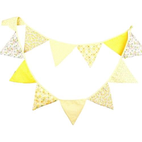 1pcs Yellow Pennant 3.3M Length 12 Flags Warm Wedding Party Decorations Banners Children Room Birthday Festival Deco Pennant