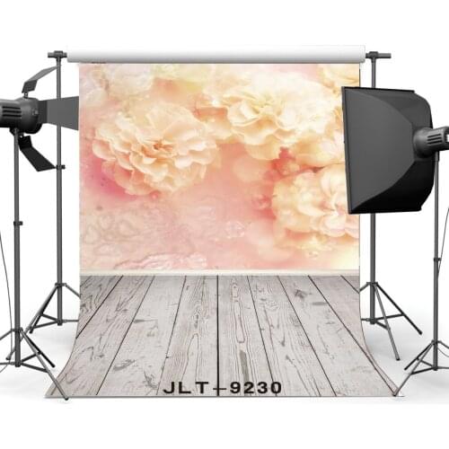 Photography Backdrops Bokeh Halos Valentines Day Fancy Blooming Flowers Stripes Wood Floor Background