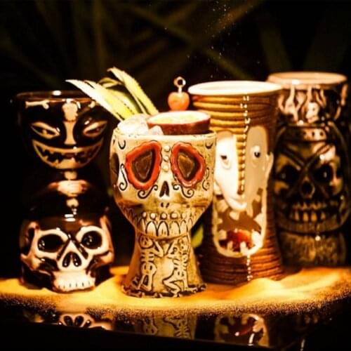 Hawaii Cocktail Tiki Cup Skull Cup Pirates of the Caribbean Tiki Ceramic Cup Totem Cup Bar Tiki Mugs