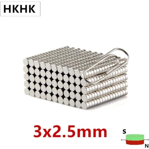 HKHK 200-1000PCS Diameter Magnet 3x2.5 mm 2.5mm mini magnet encoder 3mm x 2.5mm strong magnetic standard 3x2.5 mm