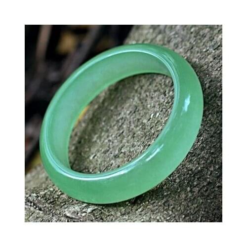 Exquisite Chinese handmade natural green light green jade bracelet 59-61
