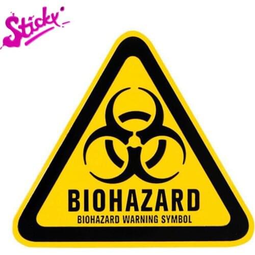 STICKY Cartoon Triangle Aluminum BIOHAZARD WARNING SYMBOL Car Sticker Waterproof Sunscreen Vinyl Sticker