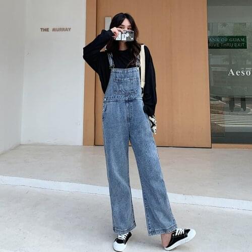 Jumpsuits Women Wide-leg Vintage Loose All-match Students BF Korean Style Denim Trousers Straps Stylish Ulzzang Simple Chic New