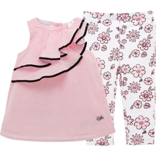 Girls Clothing Set Soft Cotton New Design Baby Girls Top and Pants 2pcs Set Infant Summer Prince Dress Flora Printing Fashion