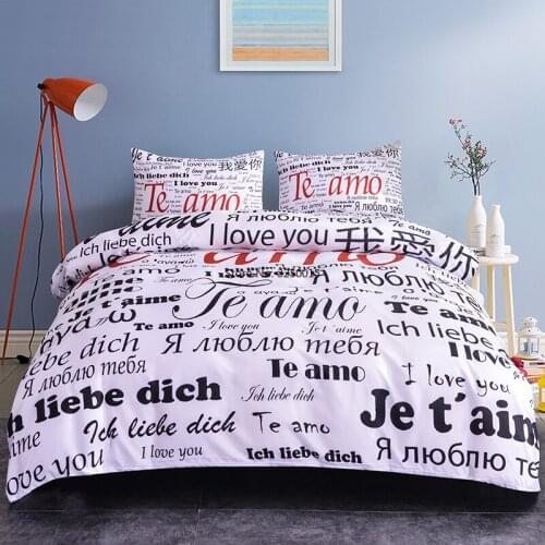 100 Language I Love You Bedding Set Bedroom Decor Polyester Textiles 2/3pcs Include Bed Sheet/Duvet Cover/Pillowcase/bedspread