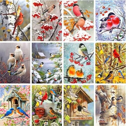 Square Diamond Painting DIY Cross Stitch Kit Bird Decoration Painting 5D Rhinestone Embroidery Mosaic Embroidery Gift