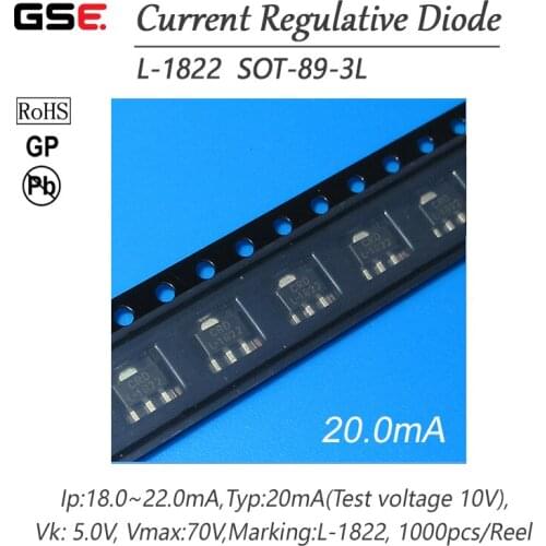 L-1822 20.0MA SMD SOT-89-3L CRD / CURRENT REGULATIVE DIODE NEW 10PCS/LOT