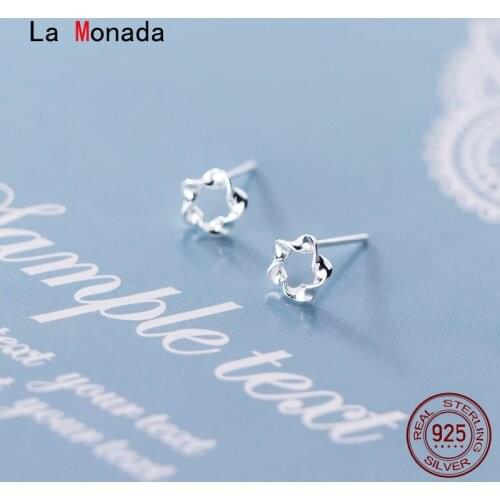 La Monada Small Korean Earrings 925 Silver Women Twist Hollow Flower Minimalist Sterling Silver Stud Earrings For Girls Jewelry