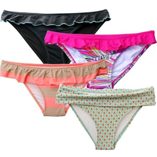 Woman Bikini Bottoms Sexy Striped Secret Cheeky Printing Swimwear Biquini Bikinis Swim Sui Brazilian Female Thong Bottom